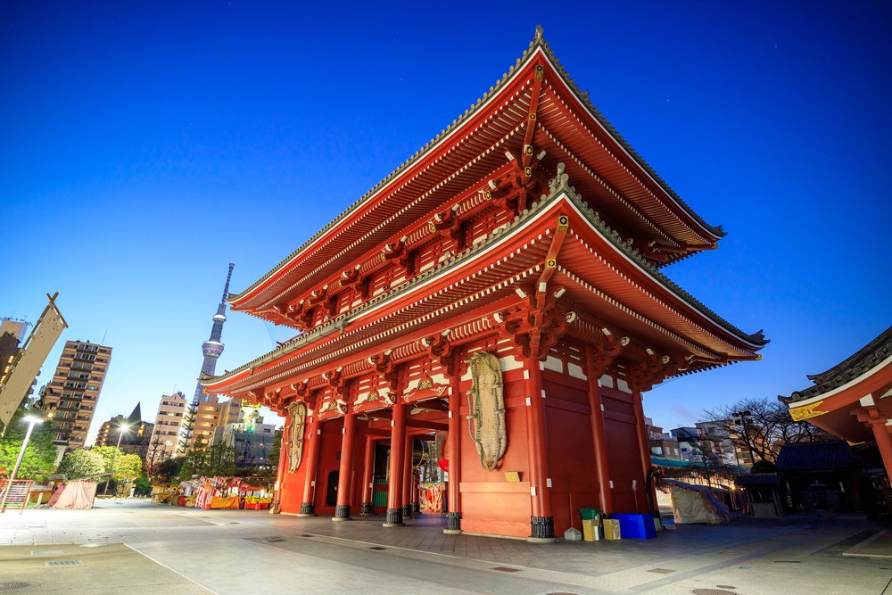 Sensoji Temple in Tokyo, Japan. The temple is the oldest and the most popular destination in Tokyo