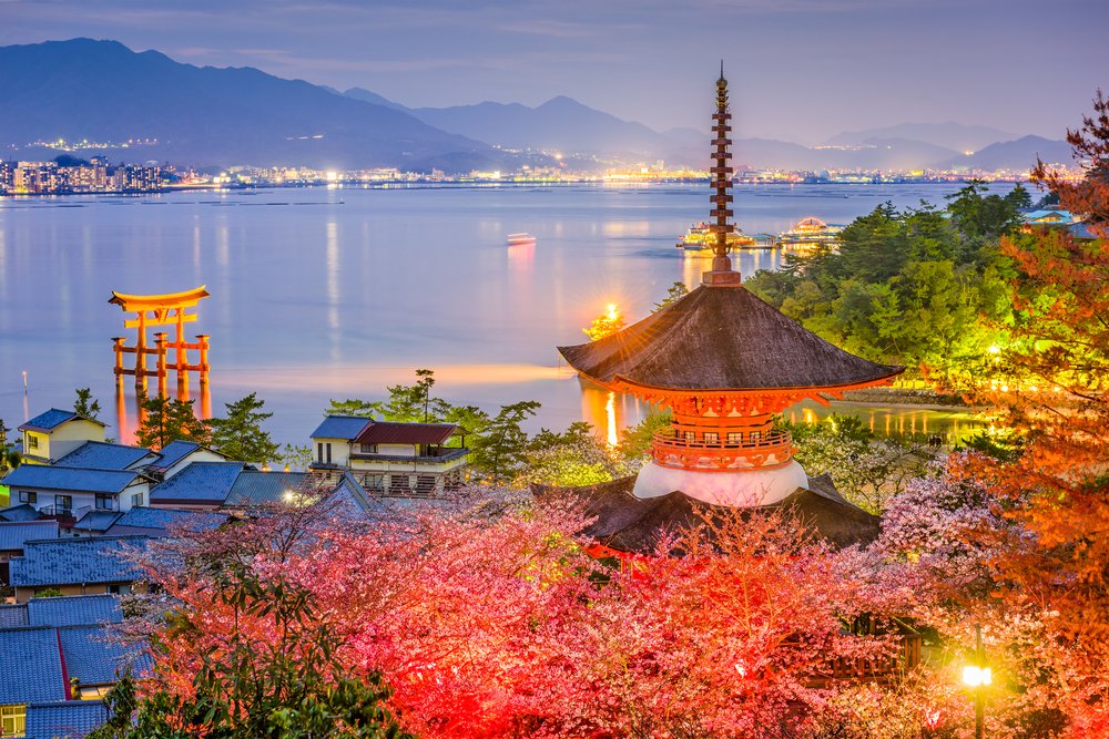 Miyajima Island, Hiroshima, Japan in spring
