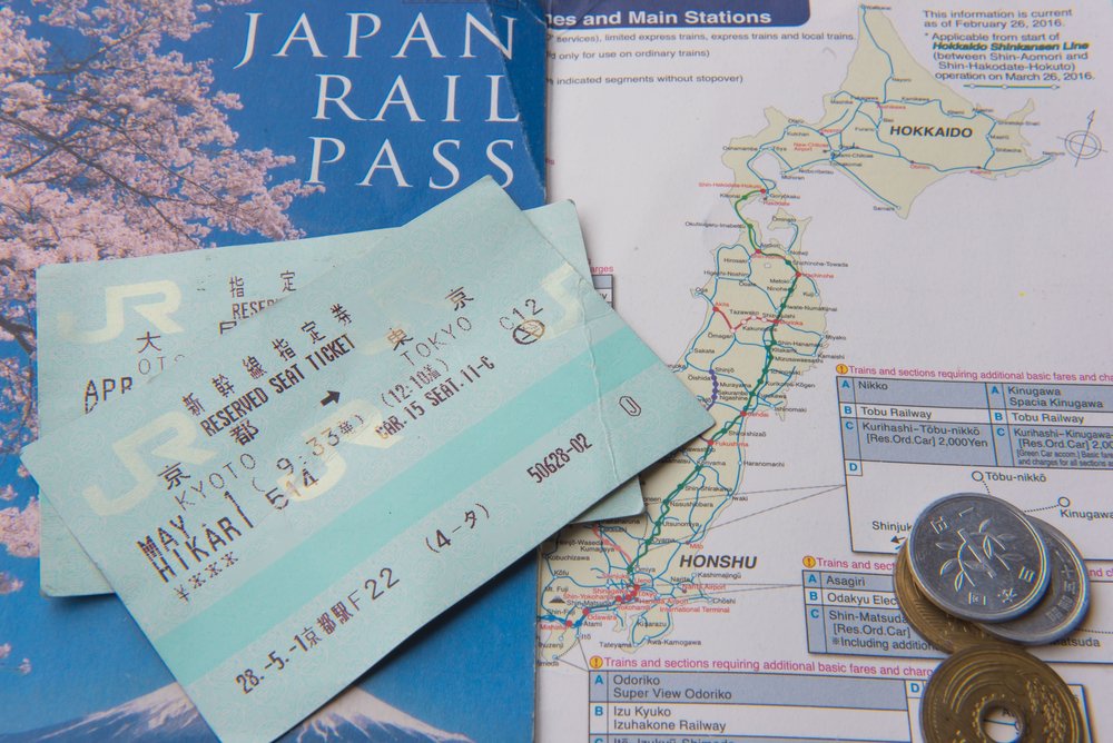 JR Ticket Japan rail pass , Tokyo, Japan. MAY 1 2016. Popular Japanese shinkansen high-speed rail convenient time