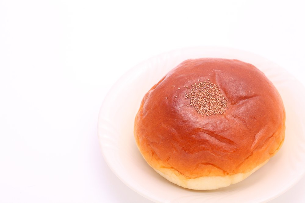 Anpan round soft bread with azuki bean jam in its center