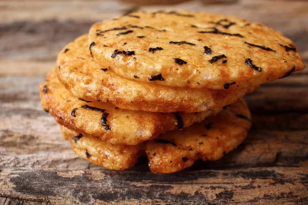Snack of senbei rice cake japanese