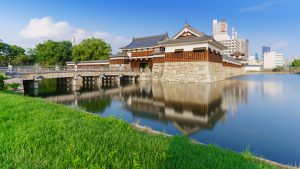 Long exposure image of The entrance of Hiroshima Castle , Hiroshima , Japan