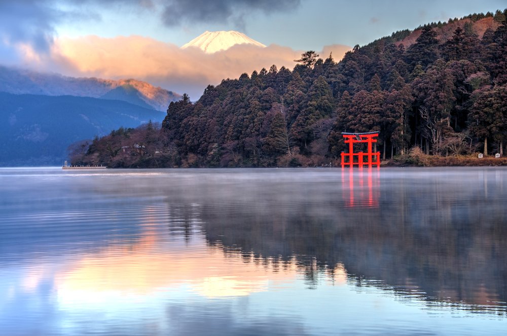 Mount Fuji Reflection on Lake Ashinoko, Hakone