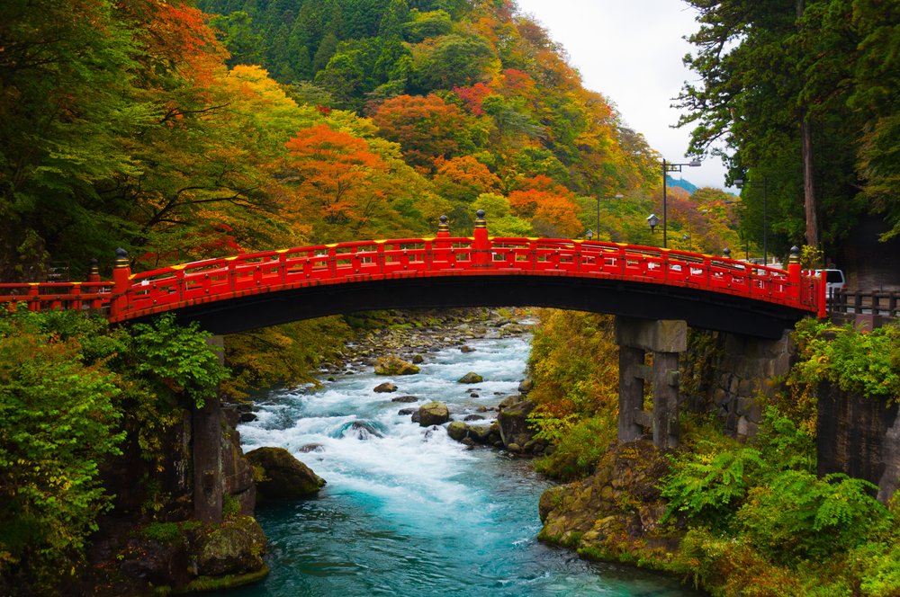 Shinkyo Bridge during Autumn in Nikko, Tochigi