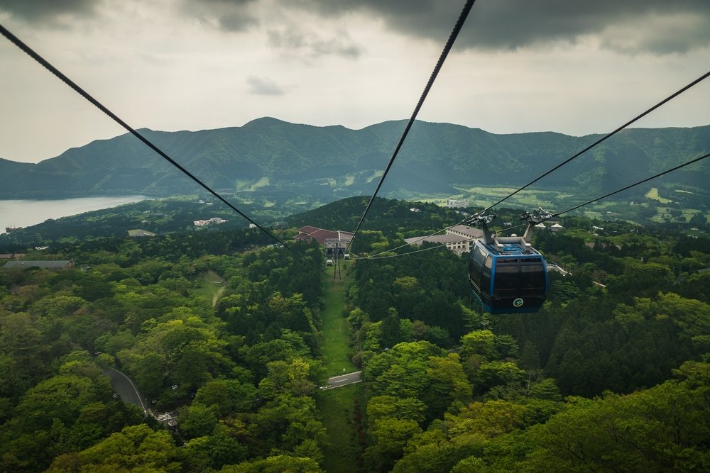 view out of the hakone cable car