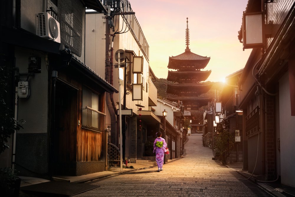 Yasaka Pagoda and Sannen Zaka Street in the Morning, Kyoto, Japan
