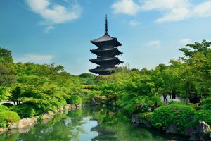 Toji Temple with historical building and garden in Kyoto, Japan.