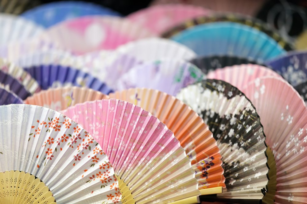 colorful japanese traditional fans