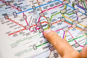 close up Shinjuku station in TOKYO metro subway map