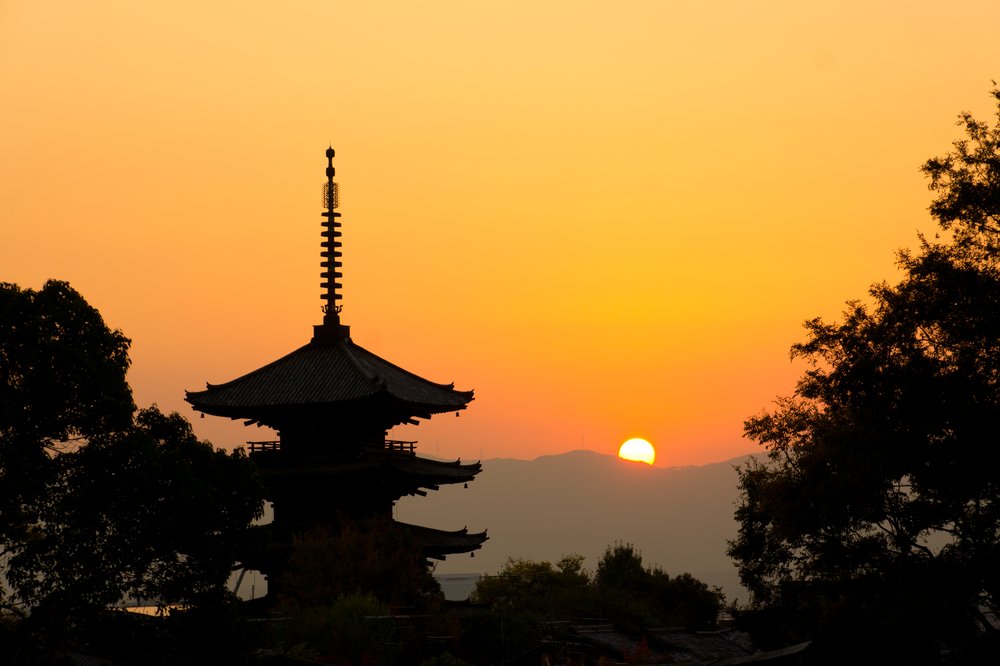 Beautiful sunset in Kyoto
