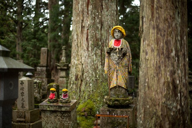 Gravestones and statues on Okunoin cemetery, Koyasan